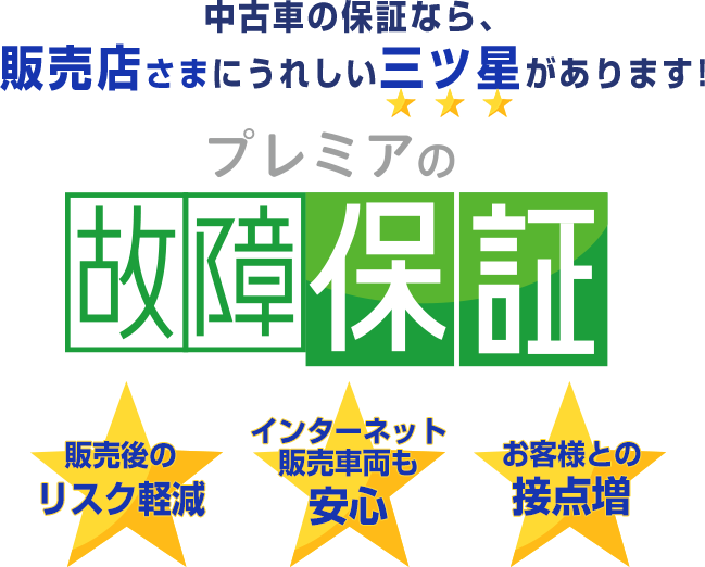 中古車の保証なら、販売店さまにうれしい三ツ星があります!