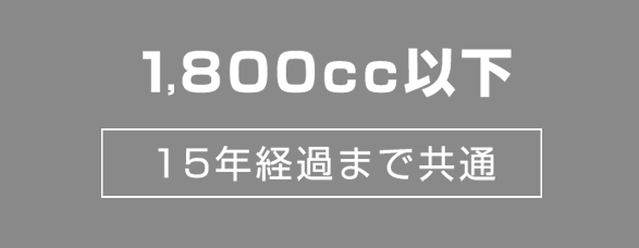 1800cc以下　[15年経過まで共通]